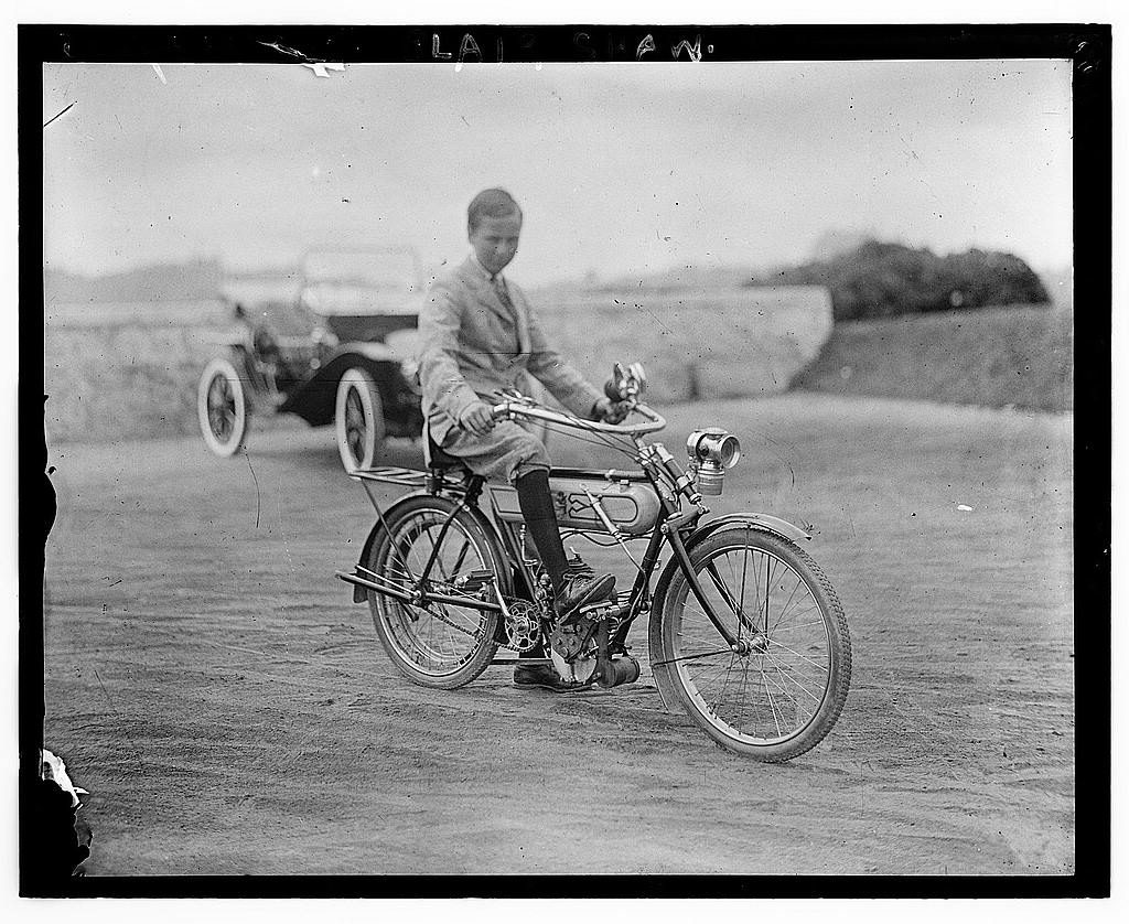 Blair Shaw on an Early Motorcycle