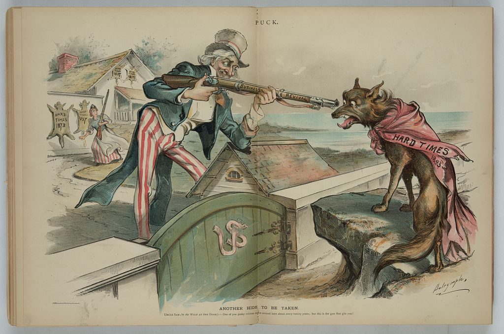 Uncle Sam Hard Times Depression 1894 Cartoon